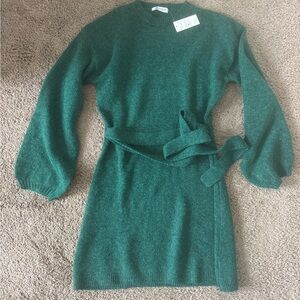 NWT Cupshe Green  Long Sleeve Sweater Dress